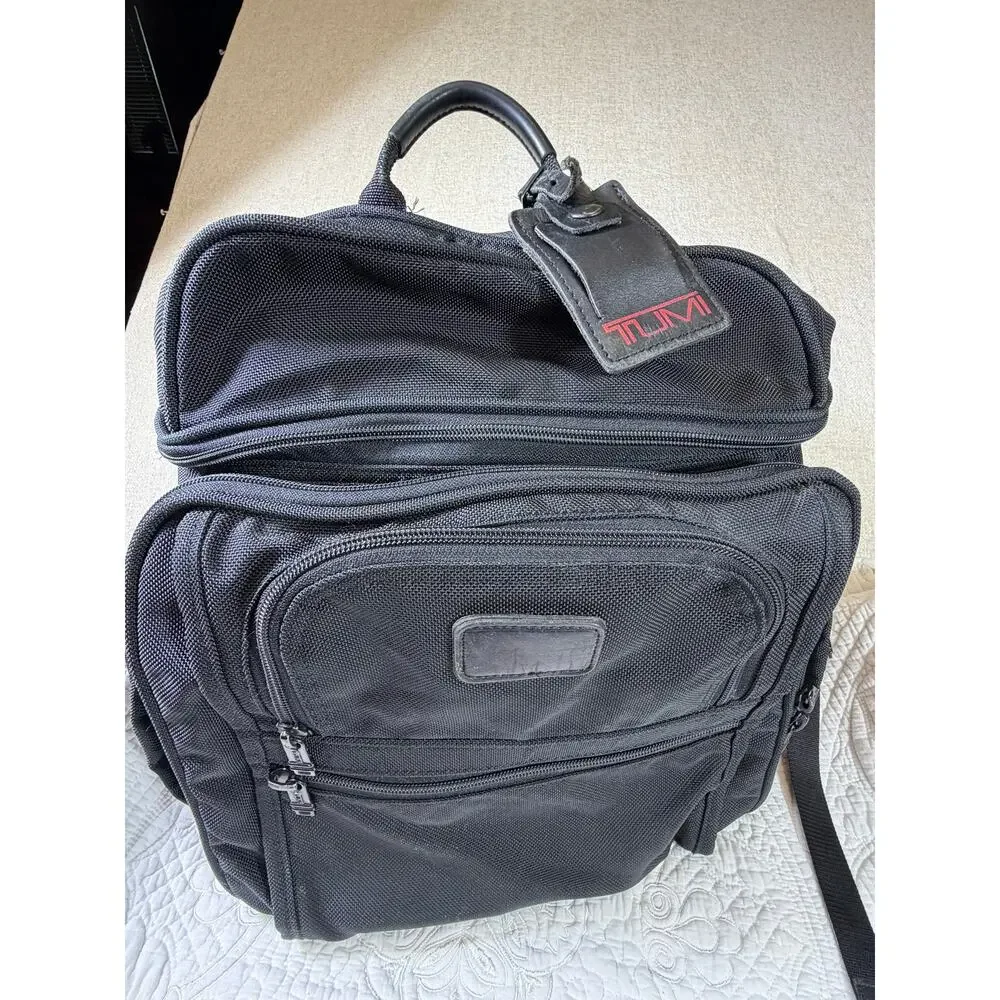 TUMI Alpha Black Ballistic Nylon Travel Laptop Utility Backpack Carryall Pack
